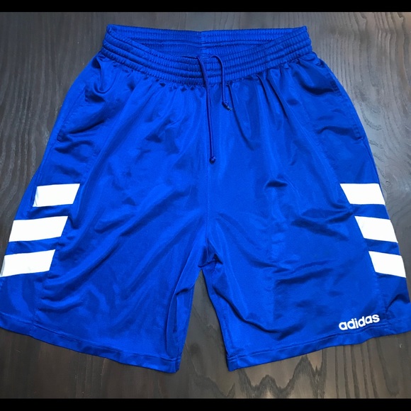 adidas Other - Adidas Basketball Shorts Blue Spell Out 3 Stripe